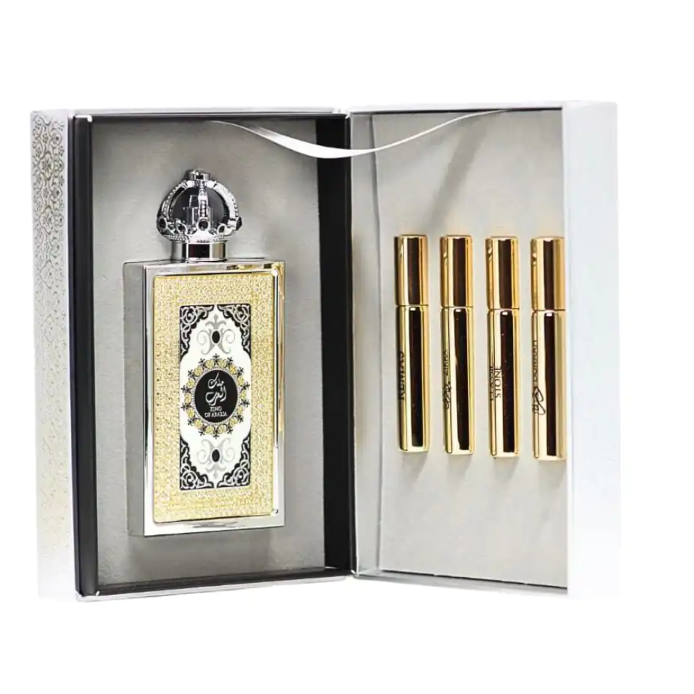 Diseno-sin-titulo-2025-07-22T144045.107.png Perfume Arabe Lattafa King Of Arabia - 100ml - EDP - Unisex + 4 Muestras 10ml - Imagen 1